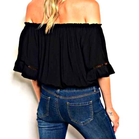 🍏 BOUTIQUE 🍏LA Boho OTS Lace Blouse, Top - Picture 3 of 13